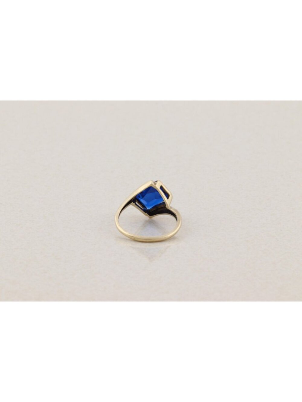10k Yellow Gold 3 Carat Lab Created Blue Sapphire Ring Size 7 - Picture 6 of 7